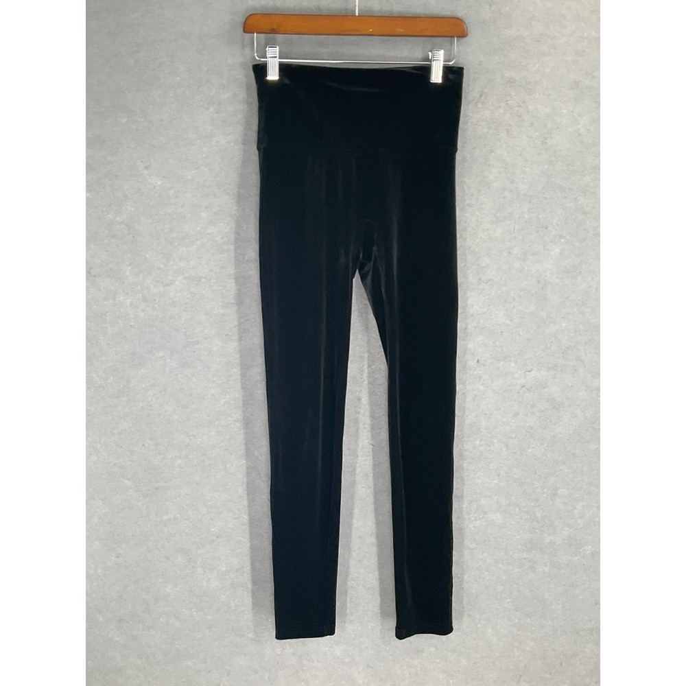 SPANX Velvet‎ Leggings Women Sz L Black High Waist Stretch Party Festive Holiday